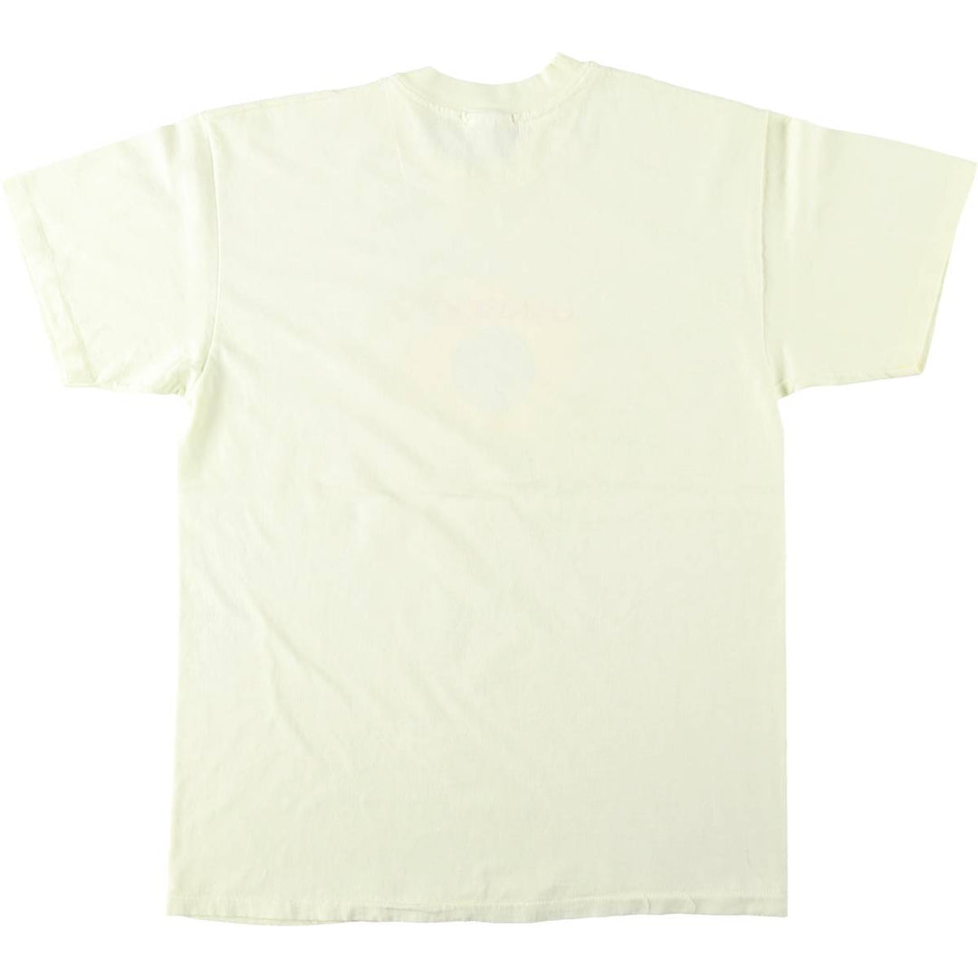 Vintage 90'S Hanes printed T-shirt, made in the USA, size L for men cotton lemon yellow Vintage Second Hand