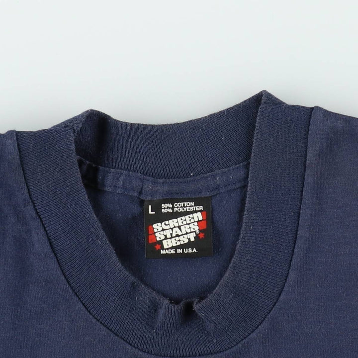 90'S Screen Stars Sampson Sailor Print T-Shirt, Made in USA, Men's Size L (approx.), Vintage cotton navy blue type Vintage Second Hand