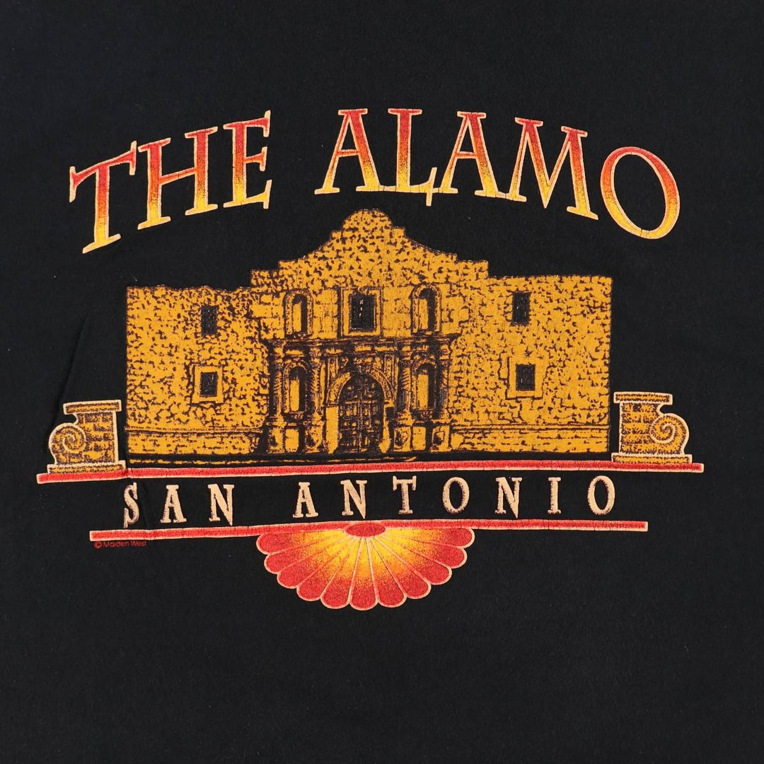 90'S Anvil Alamo Mission Print T-Shirt, Men's Size L (approx.), Vintage cotton black type Vintage Second Hand