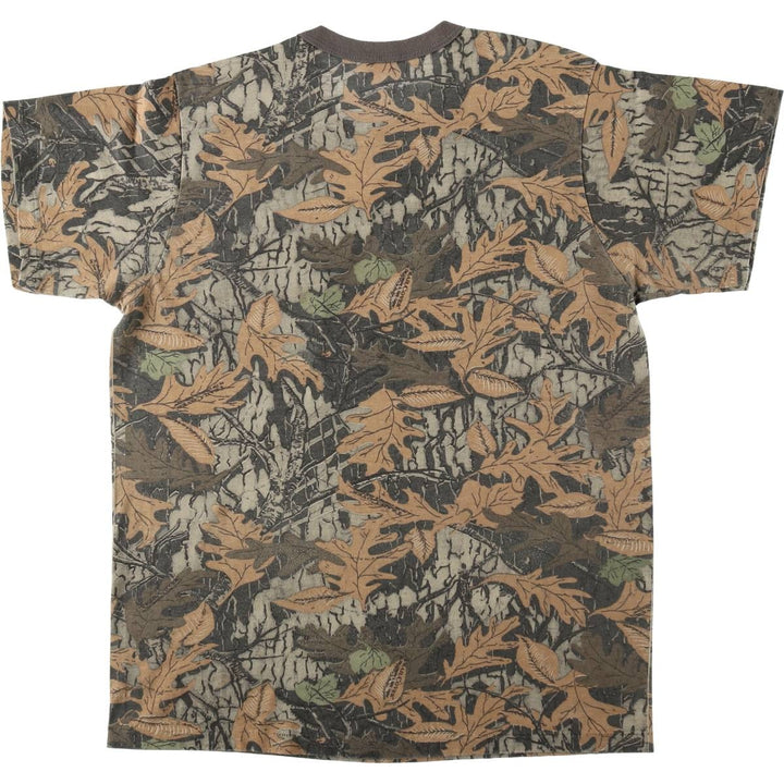 90'S Realtree Camo Pocket T-Shirt, Made in USA, Men's Size L (Equivalent), Vintage polyester Khaki type brown Vintage Second Hand