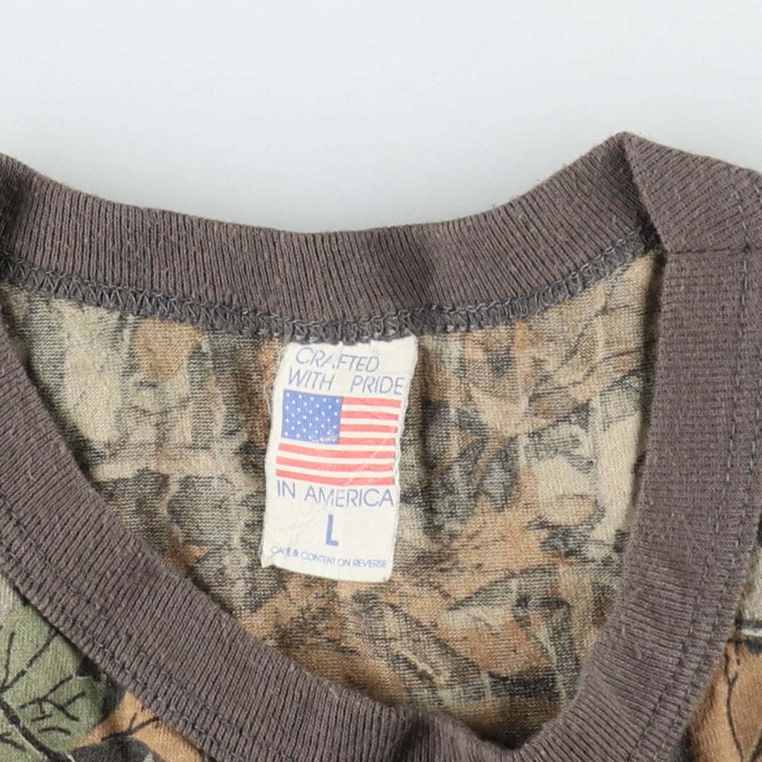 90'S Realtree Camo Pocket T-Shirt, Made in USA, Men's Size L (Equivalent), Vintage polyester Khaki type brown Vintage Second Hand