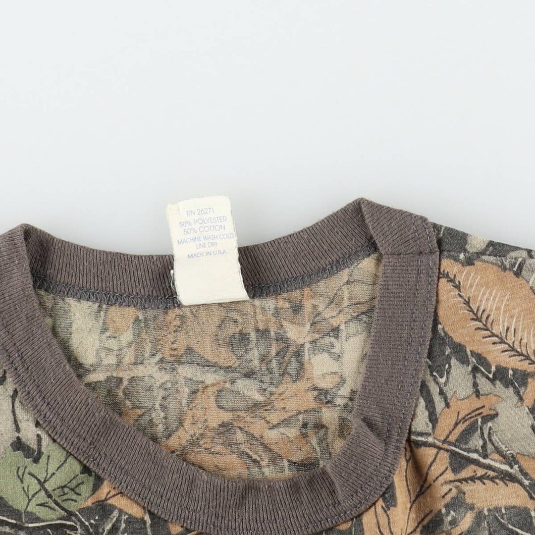 90'S Realtree Camo Pocket T-Shirt, Made in USA, Men's Size L (Equivalent), Vintage polyester Khaki type brown Vintage Second Hand