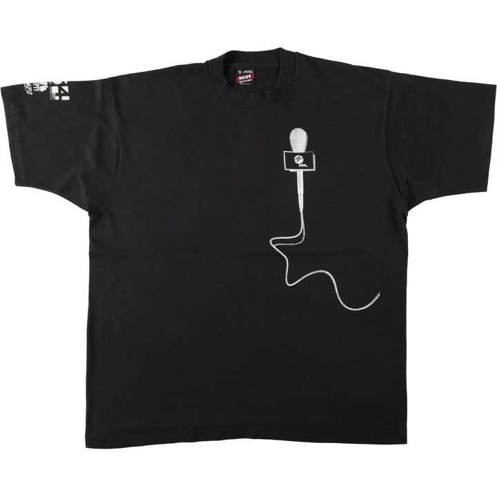 90'S Fruit of the Loom printed T-shirt, made in the USA, men's XL size, vintage cotton black type Vintage Second Hand