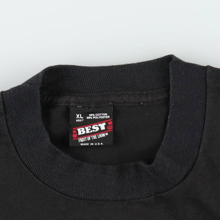 90'S Fruit of the Loom printed T-shirt, made in the USA, men's XL size, vintage cotton black type Vintage Second Hand