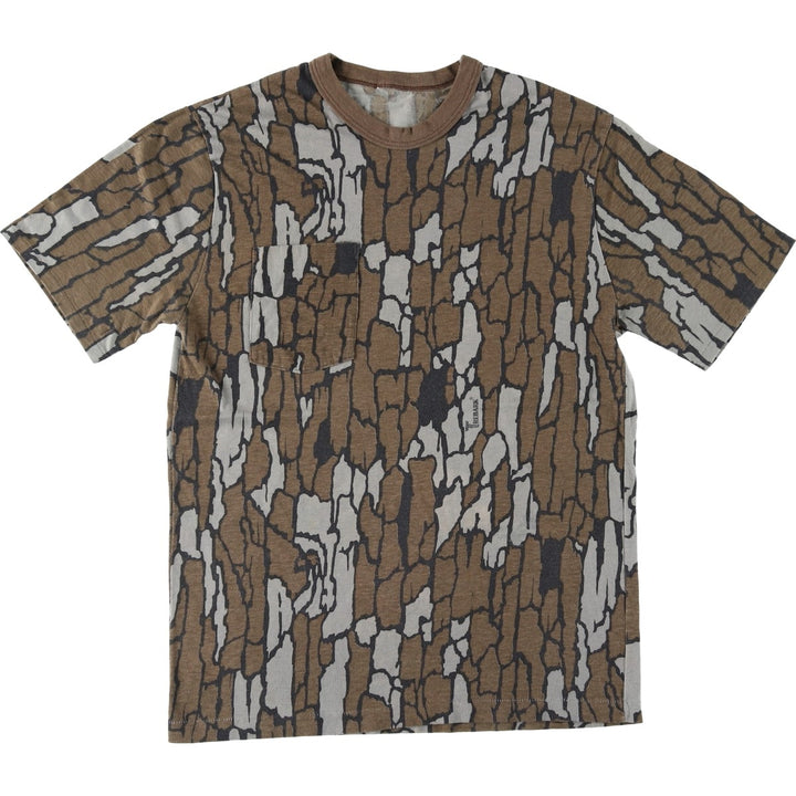 Treebark Camo Pocket T-Shirt, Men's Size S (Equivalent), Vintage unclear brown type Vintage Second Hand