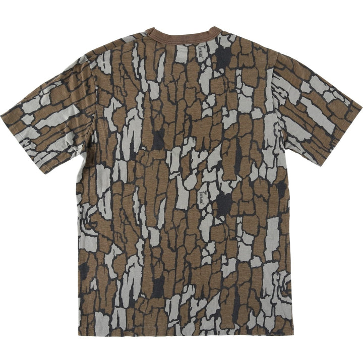 Treebark Camo Pocket T-Shirt, Men's Size S (Equivalent), Vintage unclear brown type Vintage Second Hand