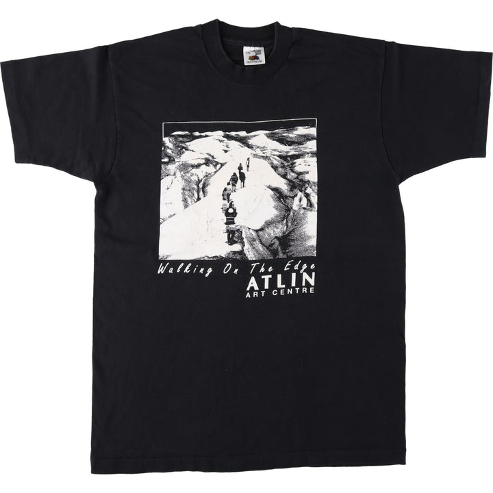 Vintage 90'S Fruit of the Loom print T-shirt, Made in Canada, Men's Size Large cotton black type Vintage Second Hand