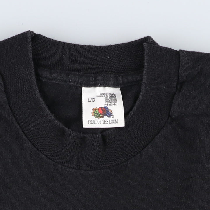 Vintage 90'S Fruit of the Loom print T-shirt, Made in Canada, Men's Size Large cotton black type Vintage Second Hand