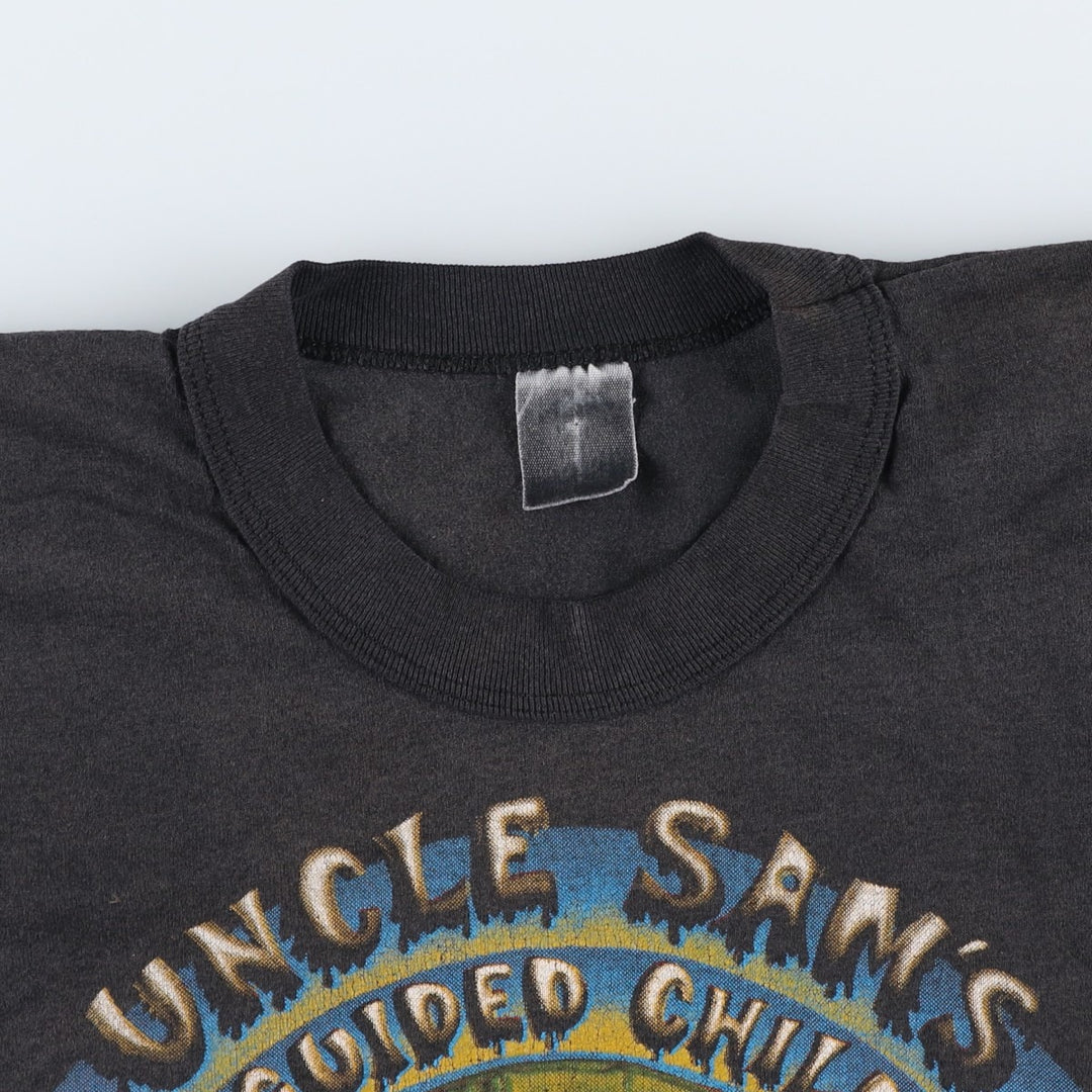 90'S USMC UNCLE SAM'S MISGUIDED CHILDREN Print Skull Pattern Military Print T-Shirt (Men's Size S) unclear black type Vintage Second Hand