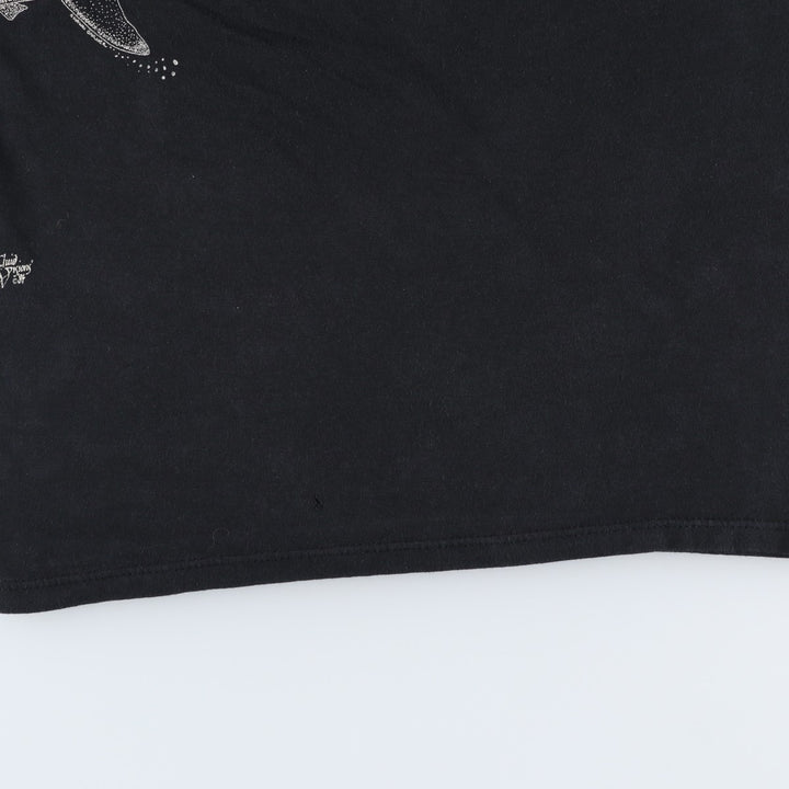 80s-90'S Jerzees Shark Pattern Animal T-Shirt, Made in USA, Men's Size S (approx.), Vintage cotton black type Vintage Second Hand