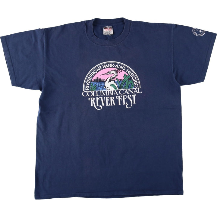 90'S ONEITA ALL SPORT Pepsi advertising print T-shirt, men's size XL (approx.) cotton navy blue type Vintage Second Hand
