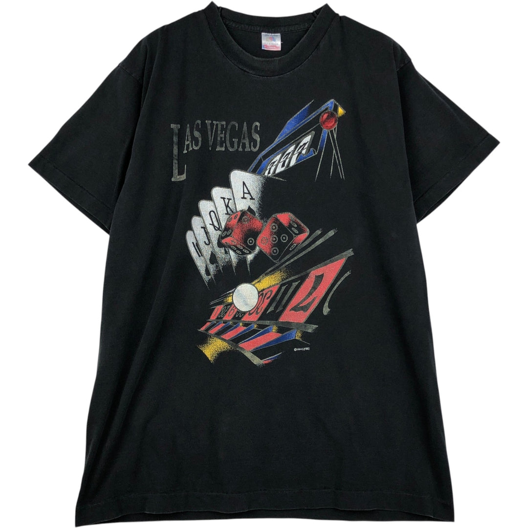 90'S Fruit of the Loom printed T-shirt, made in the USA, men's XL size, vintage cotton black type Vintage Second Hand