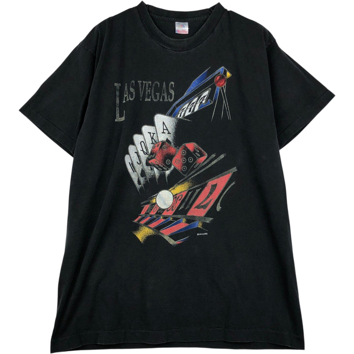 90'S Fruit of the Loom printed T-shirt, made in the USA, men's XL size, vintage cotton black type Vintage Second Hand