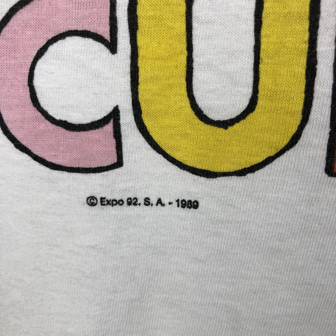 80'S CURRO Print T-Shirt, Men's Size M (Equivalent), Vintage cotton white type Vintage Second Hand