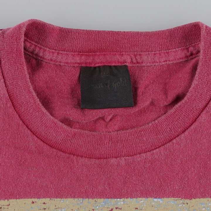90'S Touch of Gold bird print T-shirt, men's size L equivalent, vintage. cotton Red type red-purple Vintage Second Hand