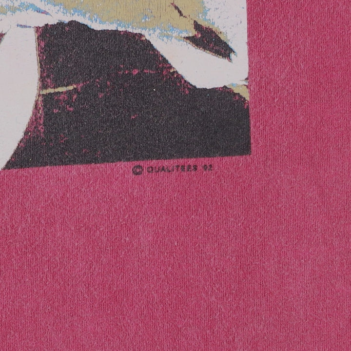 90'S Touch of Gold bird print T-shirt, men's size L equivalent, vintage. cotton Red type red-purple Vintage Second Hand