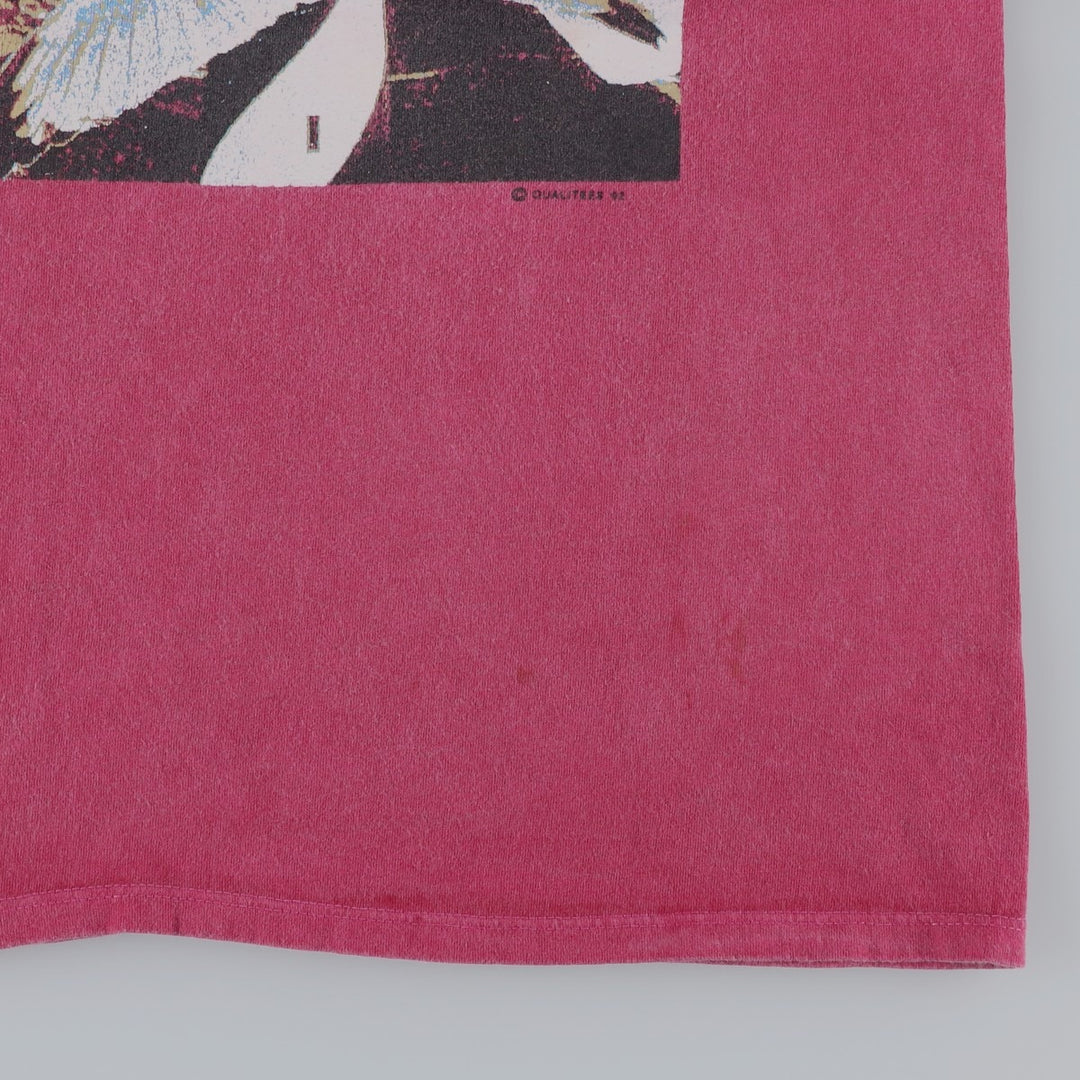 90'S Touch of Gold bird print T-shirt, men's size L equivalent, vintage. cotton Red type red-purple Vintage Second Hand