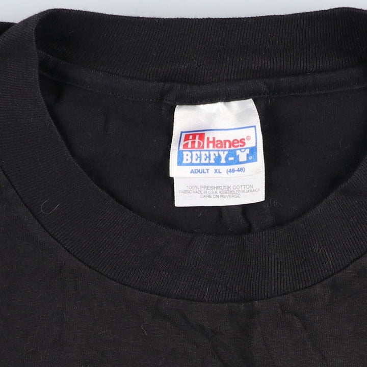 90'S Hanes BEEFY-T SAN FRANCISCO MIME TROUPE Print T-Shirt, Men's XL (approx.) cotton black type Vintage Second Hand
