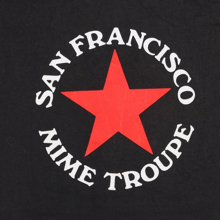 90'S Hanes BEEFY-T SAN FRANCISCO MIME TROUPE Print T-Shirt, Men's XL (approx.) cotton black type Vintage Second Hand