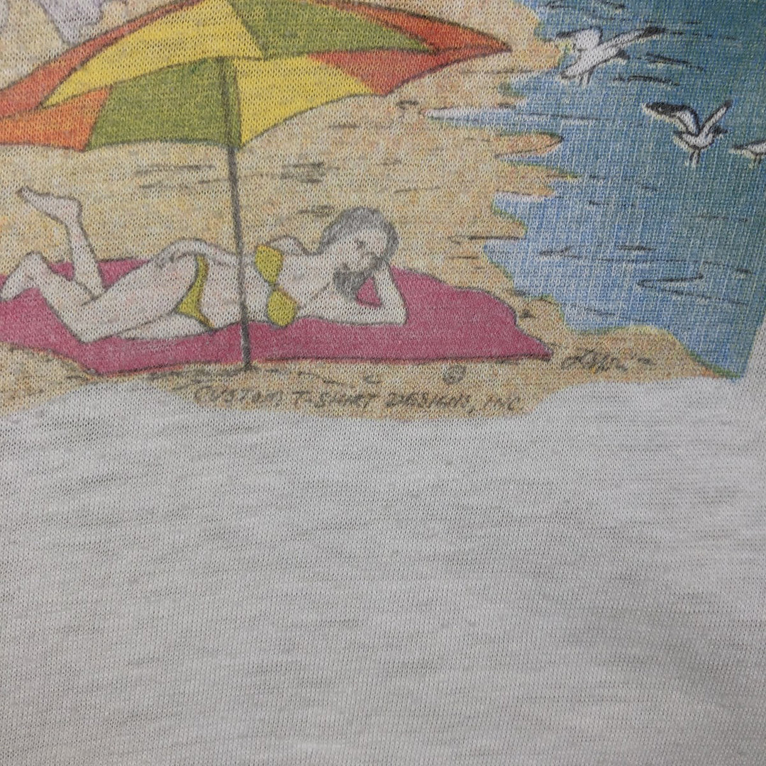 80'S Hanes Fifty-Fifty Blue Tag WILDWOOD CANDY and ICE CREAM CO Print T-Shirt, Made in USA, Men's Size L (approx.) cotton white type Vintage Second Hand