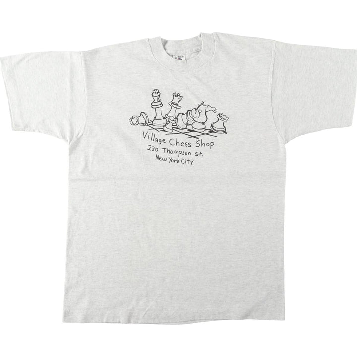 90'S Fruit of the Loom printed T-shirt, made in the USA, men's size L, vintage cotton gray type Vintage Second Hand