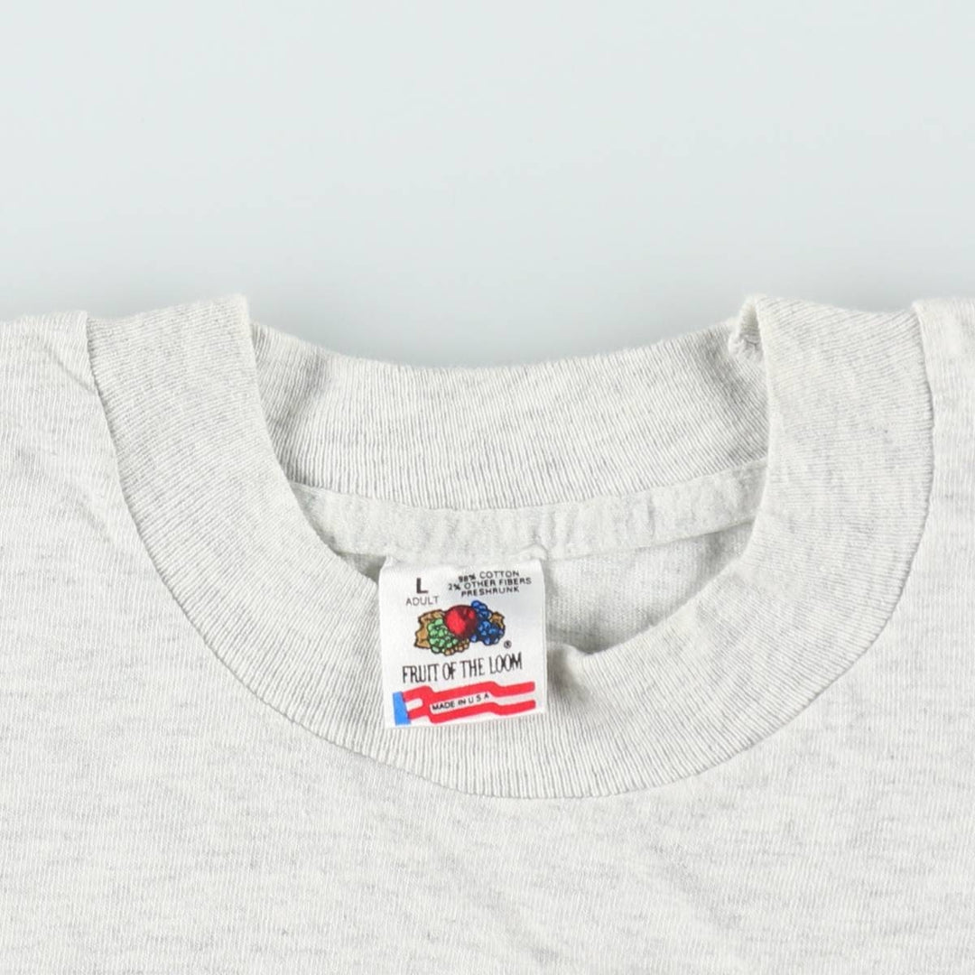 90'S Fruit of the Loom printed T-shirt, made in the USA, men's size L, vintage cotton gray type Vintage Second Hand