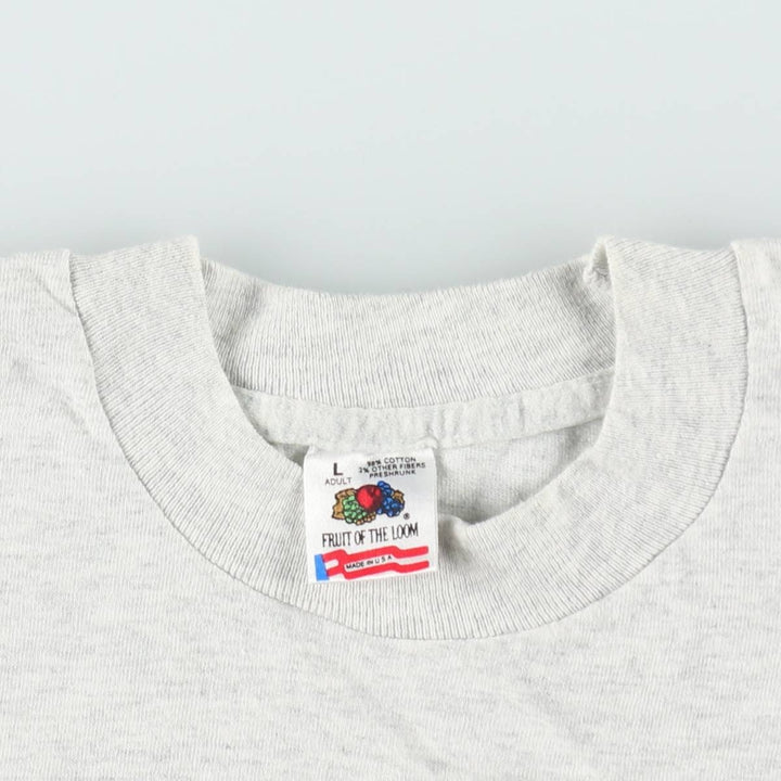 90'S Fruit of the Loom printed T-shirt, made in the USA, men's size L, vintage cotton gray type Vintage Second Hand