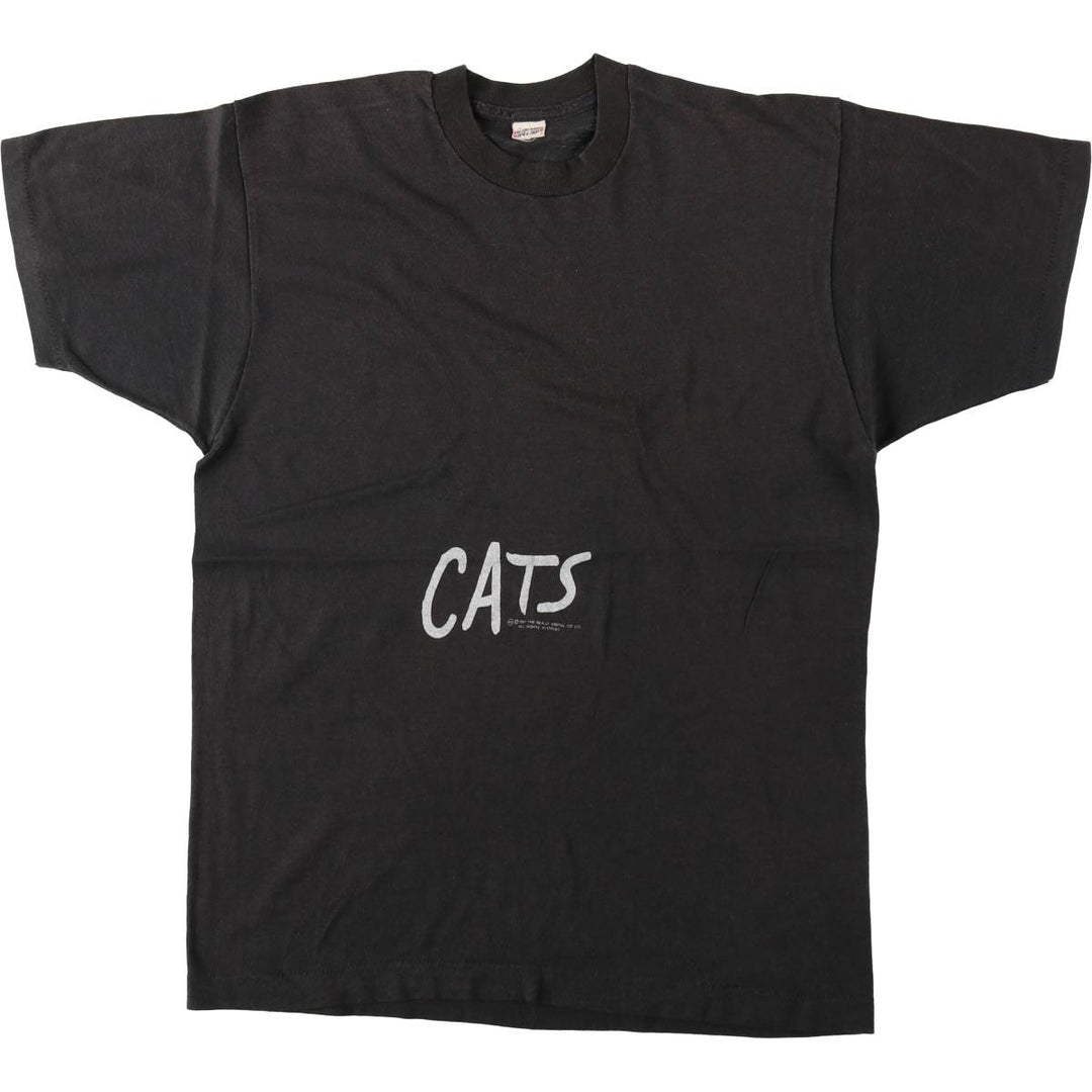 80'S Screen Stars Cats print T-shirt, Made in USA, Men's size L equivalent, Vintage cotton black type Vintage Second Hand