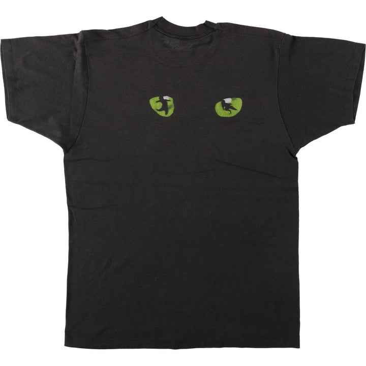 80'S Screen Stars Cats print T-shirt, Made in USA, Men's size L equivalent, Vintage cotton black type Vintage Second Hand