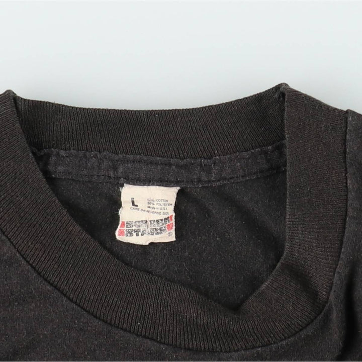 80'S Screen Stars Cats print T-shirt, Made in USA, Men's size L equivalent, Vintage cotton black type Vintage Second Hand
