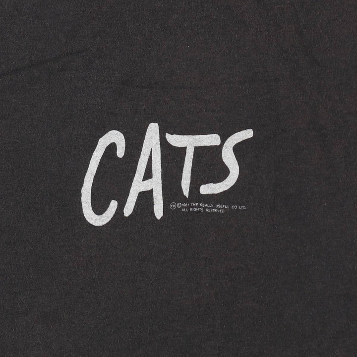 80'S Screen Stars Cats print T-shirt, Made in USA, Men's size L equivalent, Vintage cotton black type Vintage Second Hand
