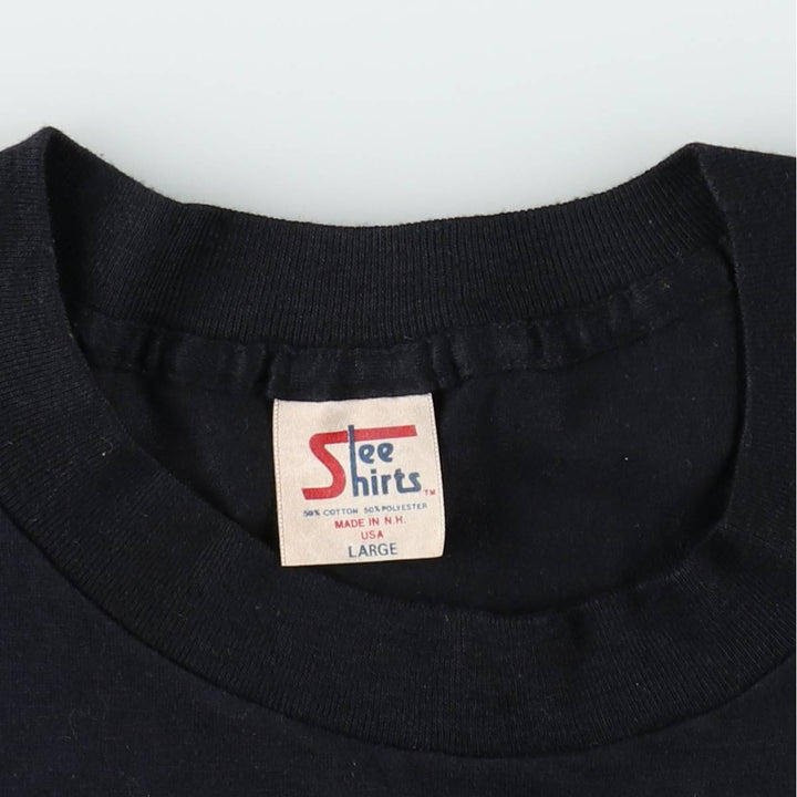 80'S Stee Shirts CATS Print T-Shirt, Made in USA, Men's Size L (Equivalent), Vintage cotton black type Vintage Second Hand