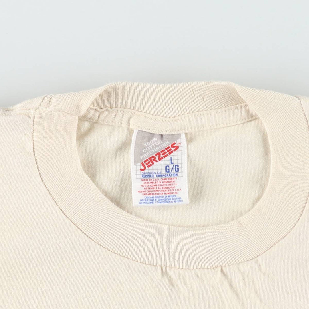 90s-00'S Jerzees floral sunflower pattern photo t-shirt, made in USA, men's size L equivalent, vintage. cotton Beige type Vintage Second Hand