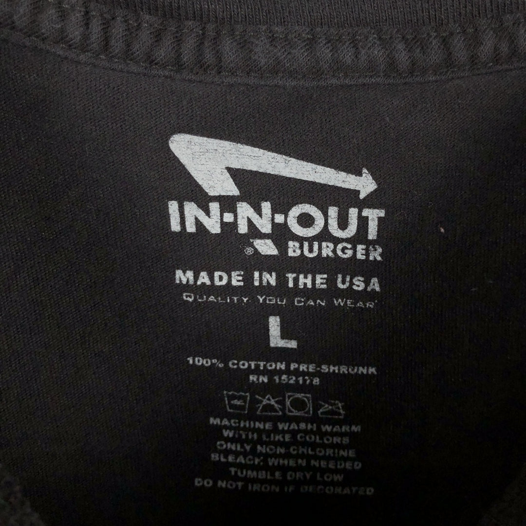 IN-N-OUT BURGER In-N-Out Burger Advertising T-shirt Made in USA Men's L size cotton black type Vintage Second Hand