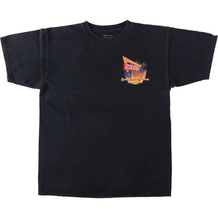 IN-N-OUT BURGER In-and-Out Burger Advertising T-shirt, Men's M size cotton black type Vintage Second Hand