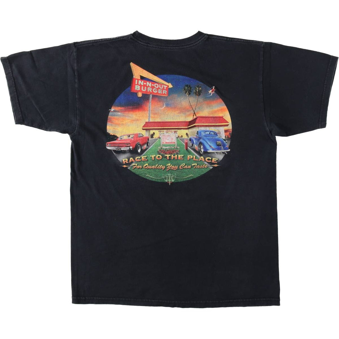 IN-N-OUT BURGER In-and-Out Burger Advertising T-shirt, Men's M size cotton black type Vintage Second Hand