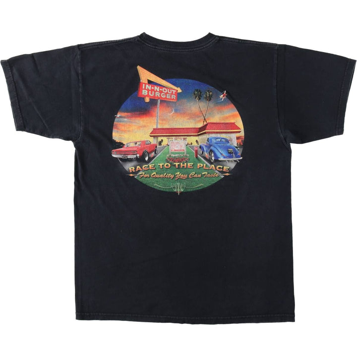 IN-N-OUT BURGER In-and-Out Burger Advertising T-shirt, Men's M size cotton black type Vintage Second Hand