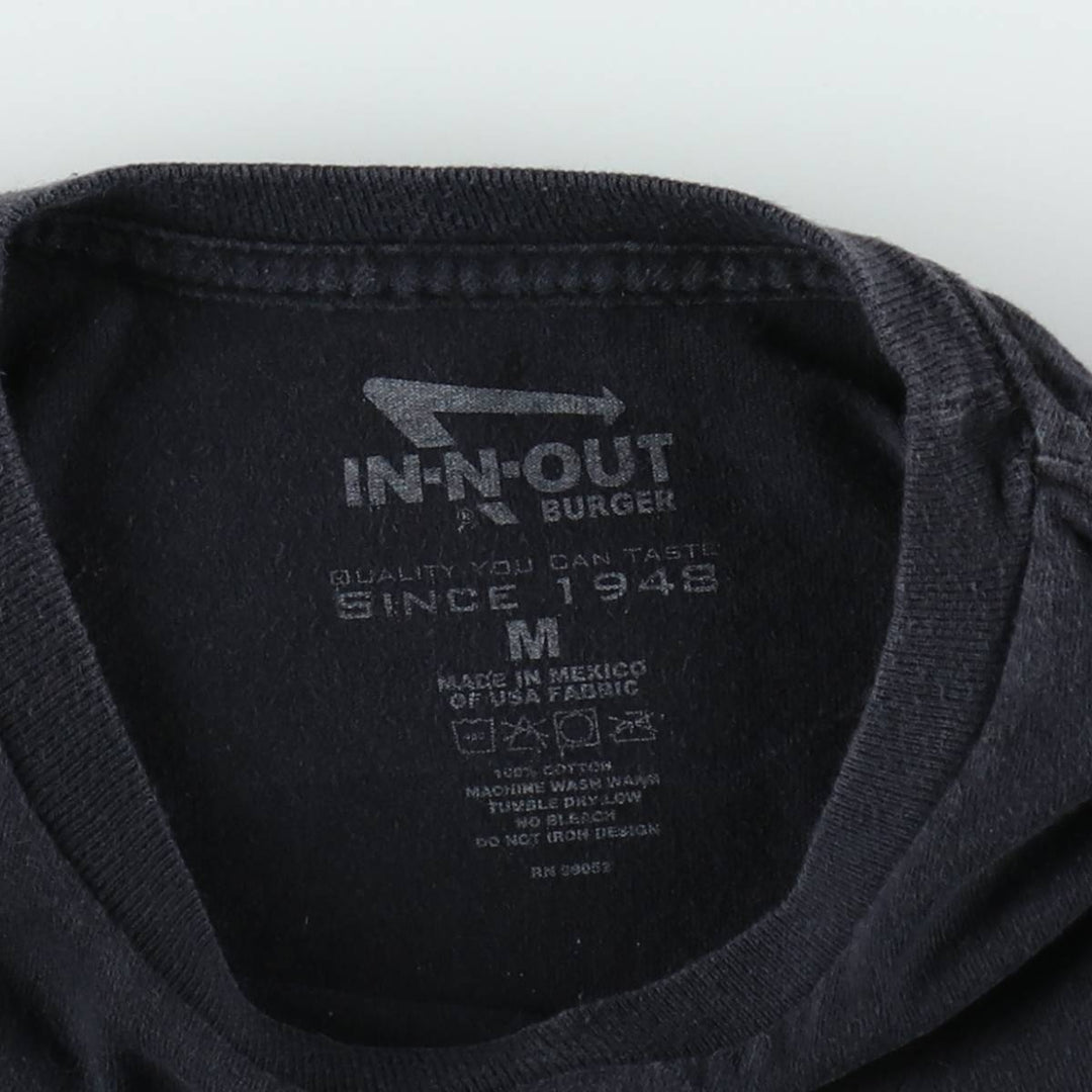 IN-N-OUT BURGER In-and-Out Burger Advertising T-shirt, Men's M size cotton black type Vintage Second Hand
