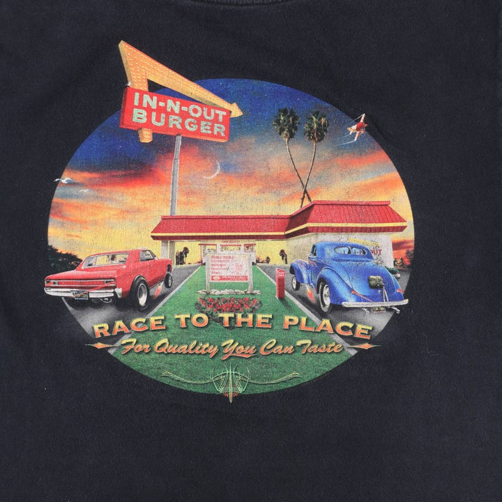 IN-N-OUT BURGER In-and-Out Burger Advertising T-shirt, Men's M size cotton black type Vintage Second Hand