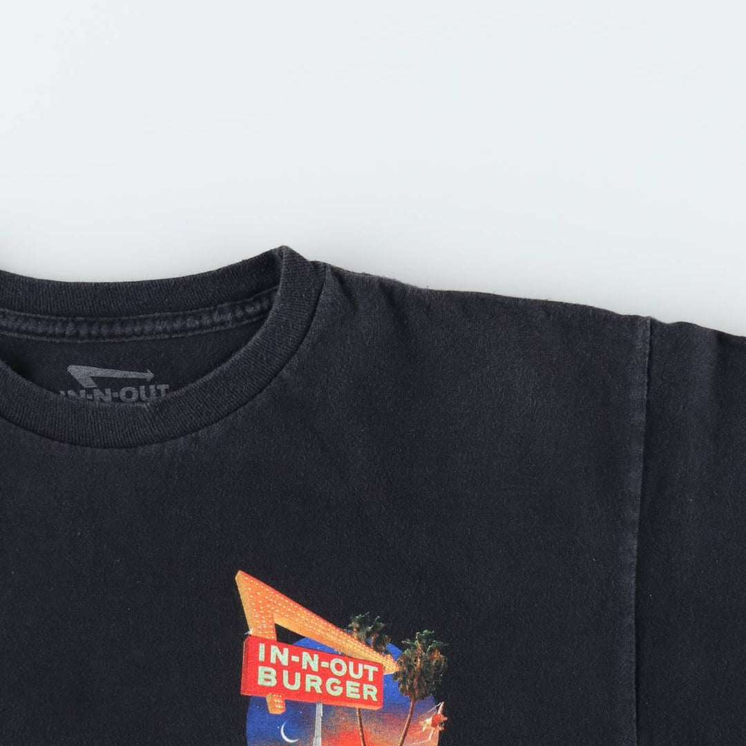 IN-N-OUT BURGER In-and-Out Burger Advertising T-shirt, Men's M size cotton black type Vintage Second Hand