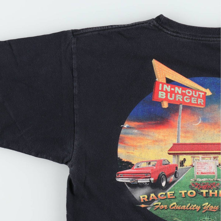 IN-N-OUT BURGER In-and-Out Burger Advertising T-shirt, Men's M size cotton black type Vintage Second Hand