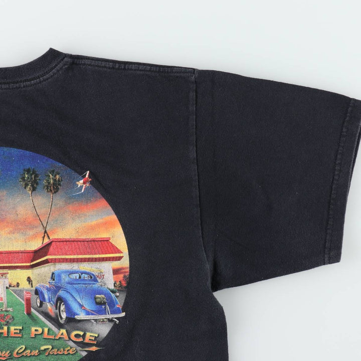 IN-N-OUT BURGER In-and-Out Burger Advertising T-shirt, Men's M size cotton black type Vintage Second Hand