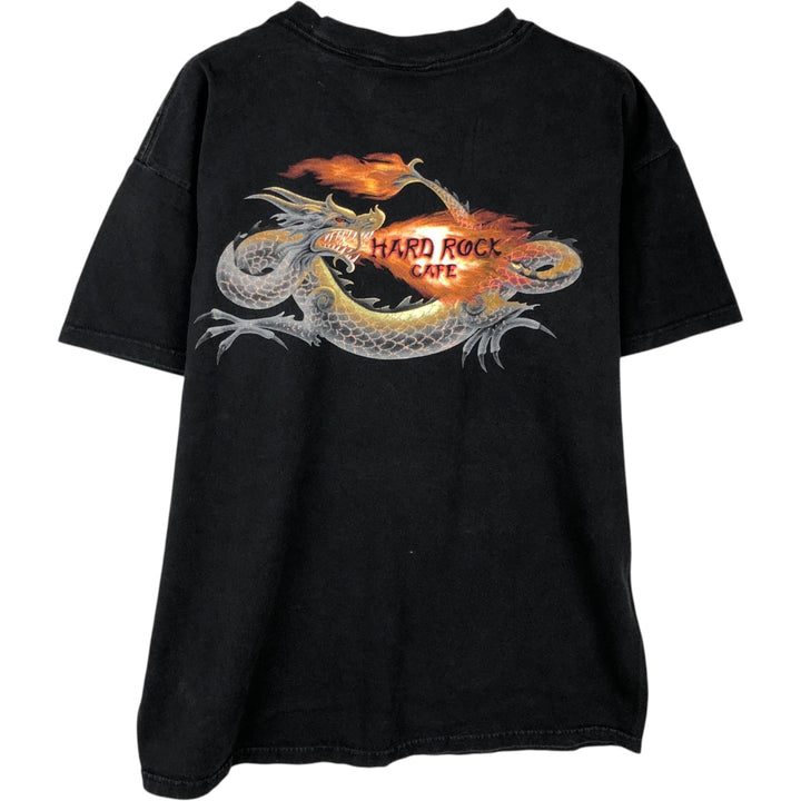 HARD ROCK CAFE Hard Rock Cafe Dragon Pattern Advertising T-shirt Men's M size cotton black type Vintage Second Hand