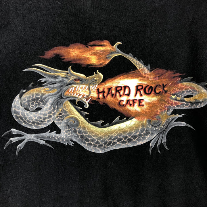 HARD ROCK CAFE Hard Rock Cafe Dragon Pattern Advertising T-shirt Men's M size cotton black type Vintage Second Hand