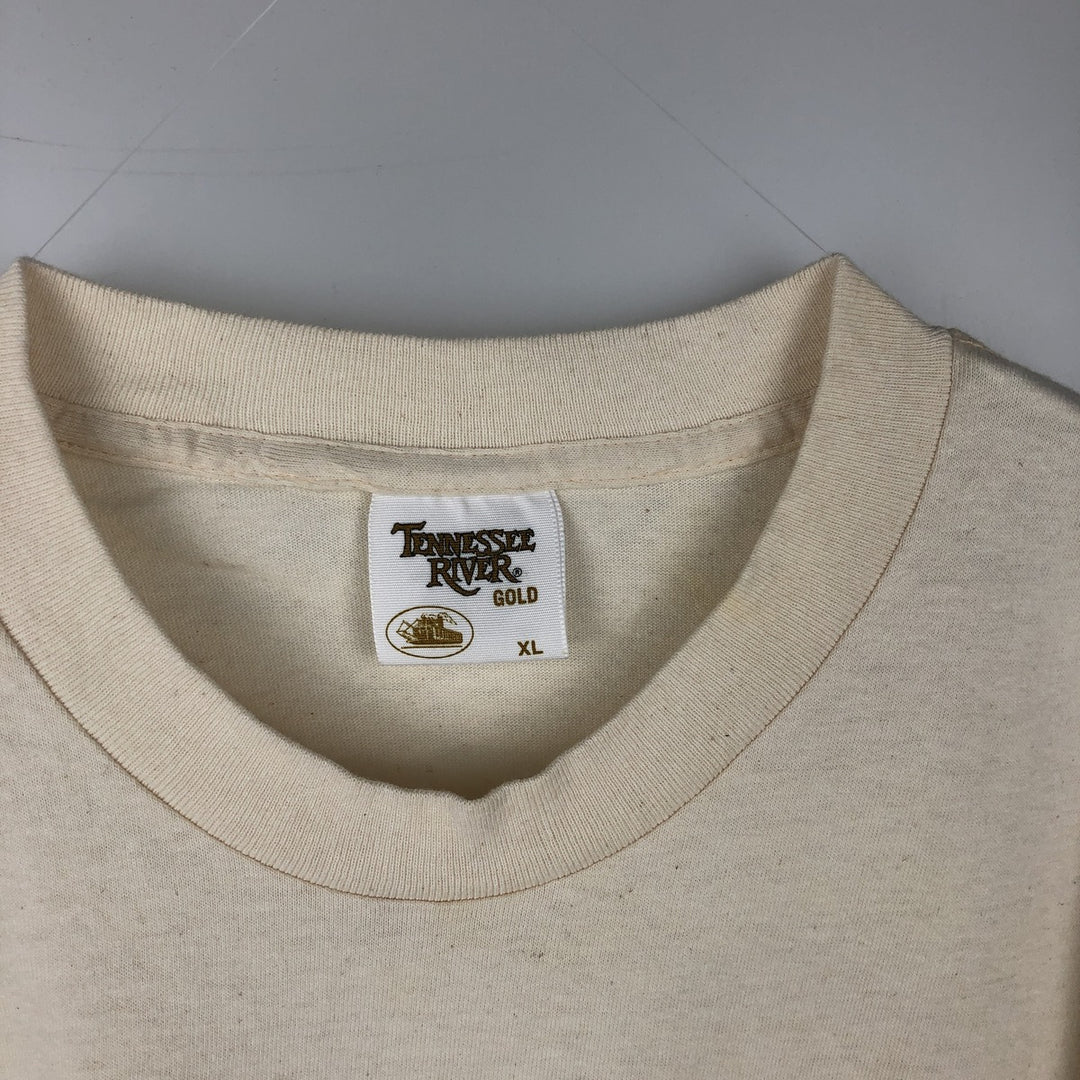 90'S TENNESSEE RIVER Cheers advertising T-shirt, Made in USA, Men's XL equivalent, Vintage cotton unbleached Vintage Second Hand