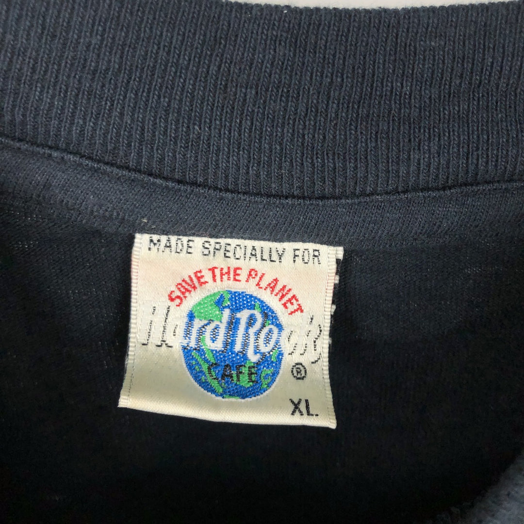 90'S HARD ROCK CAFE Hard Rock Cafe Advertising T-shirt Men's XL Vintage cotton navy blue type Vintage Second Hand