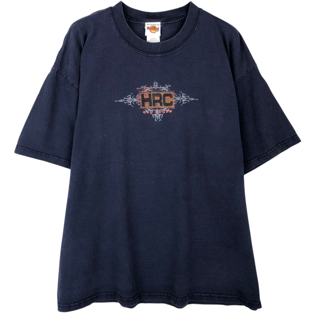 90'S HARD ROCK CAFE Hard Rock Cafe Advertising T-shirt Made in USA Men's XL Vintage cotton navy blue type Vintage Second Hand