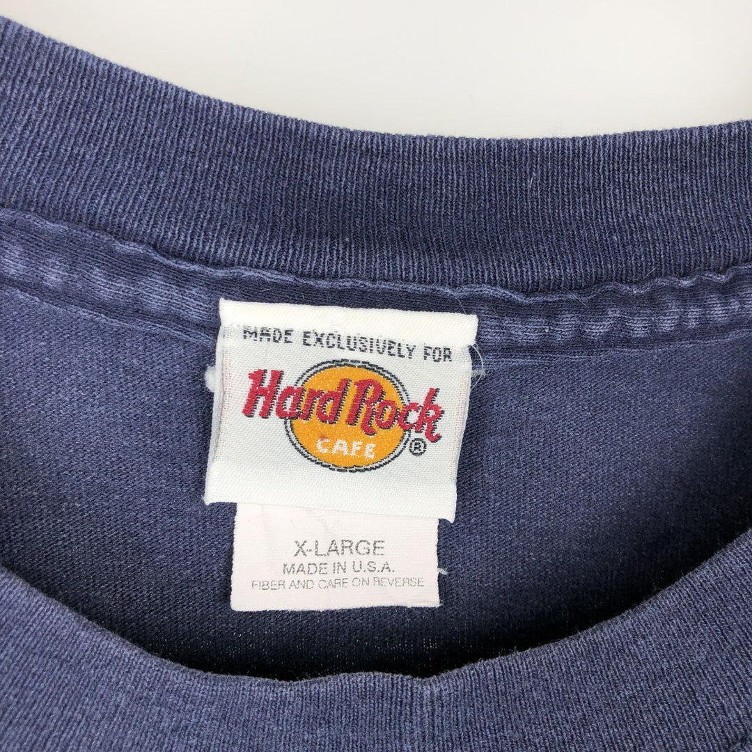90'S HARD ROCK CAFE Hard Rock Cafe Advertising T-shirt Made in USA Men's XL Vintage cotton navy blue type Vintage Second Hand