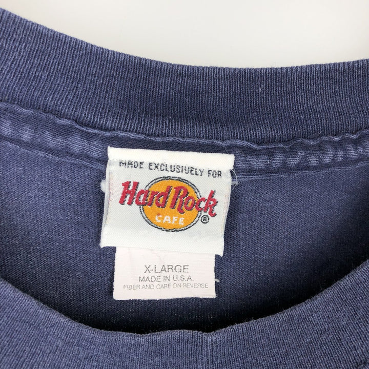 90'S HARD ROCK CAFE Hard Rock Cafe Advertising T-shirt Made in USA Men's XL Vintage cotton navy blue type Vintage Second Hand