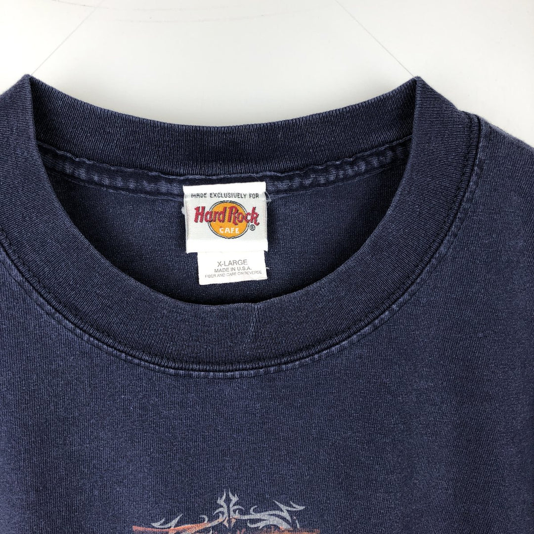 90'S HARD ROCK CAFE Hard Rock Cafe Advertising T-shirt Made in USA Men's XL Vintage cotton navy blue type Vintage Second Hand